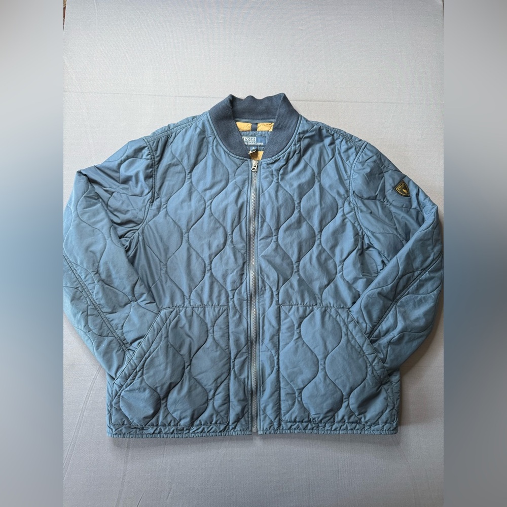 Ralph Lauren Bomber Jacket Men's XL Blue water repellent Coat #817